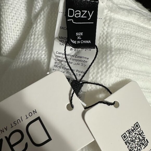 White Oversized Knit Sweater Women’s Casual Pullover - Picture 6 of 6